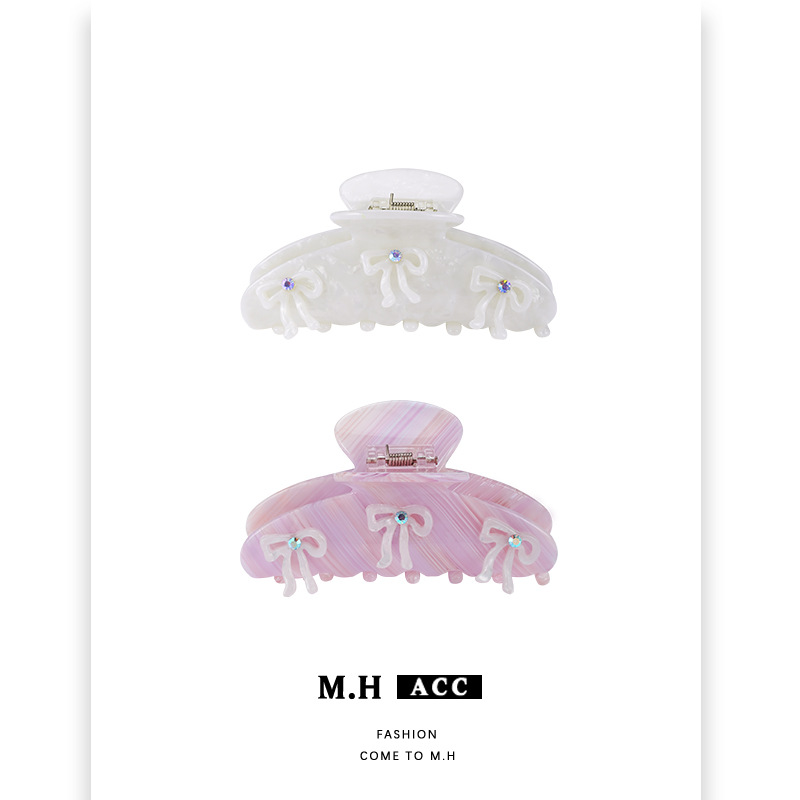 Summer New Style Bow Acetate Hairpin for Women, Niche Elegant Hairpin, Sweet and Cute Shark Clip Headwear on the Back of the Head