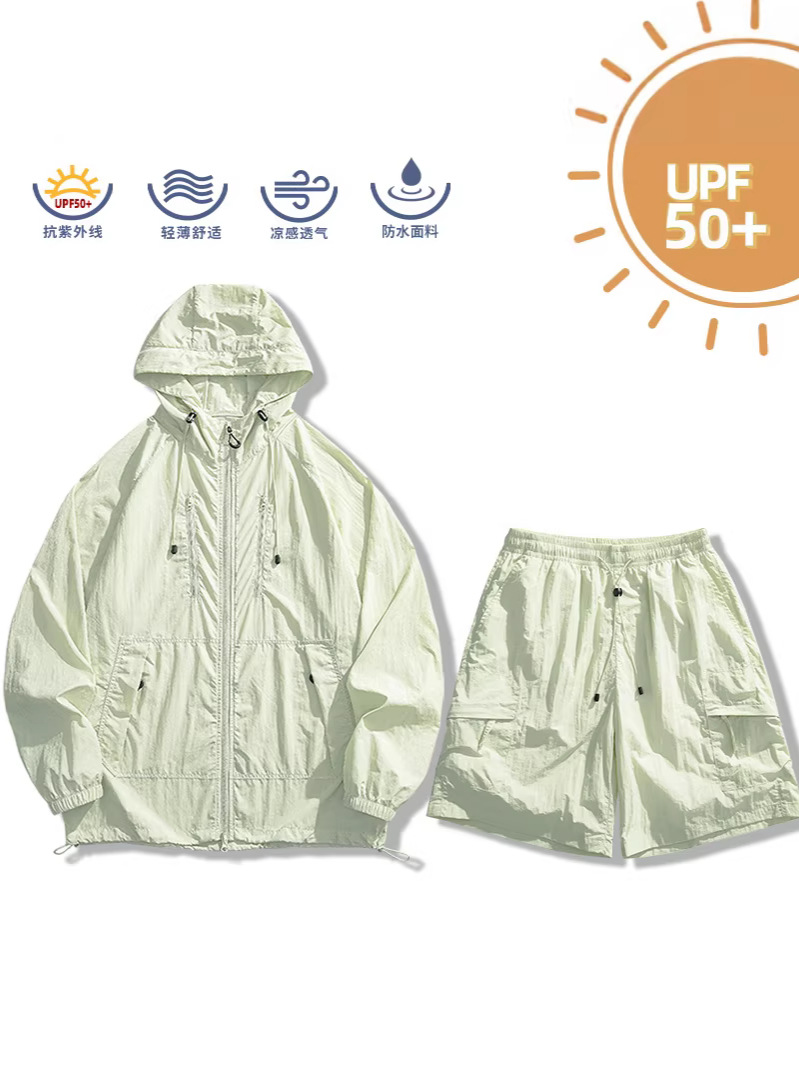 Jianheng's New Sun Protection Clothing for Men, Uv Protection, Loose and Versatile, Outdoor Sports Hiking Shorts, Skin-Friendly Clothing Set for Men