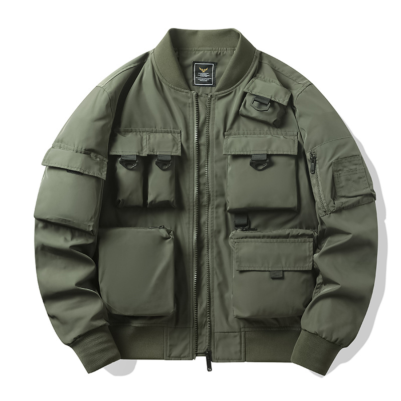 Army Green Jacket Men's Spring and Autumn High Street Vintage Baseball Suit Fashion Brand Winter American Tooling Bomber Jacket