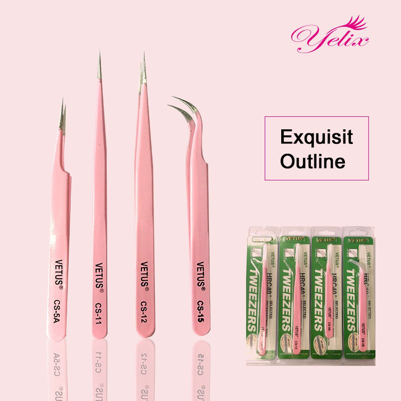 Stainless Steel Eyelash High-Precision Tweezers, False Eyelashes, Pink Tweezers, Custom Gold Feather Clips, Special for Grafting, Wholesale