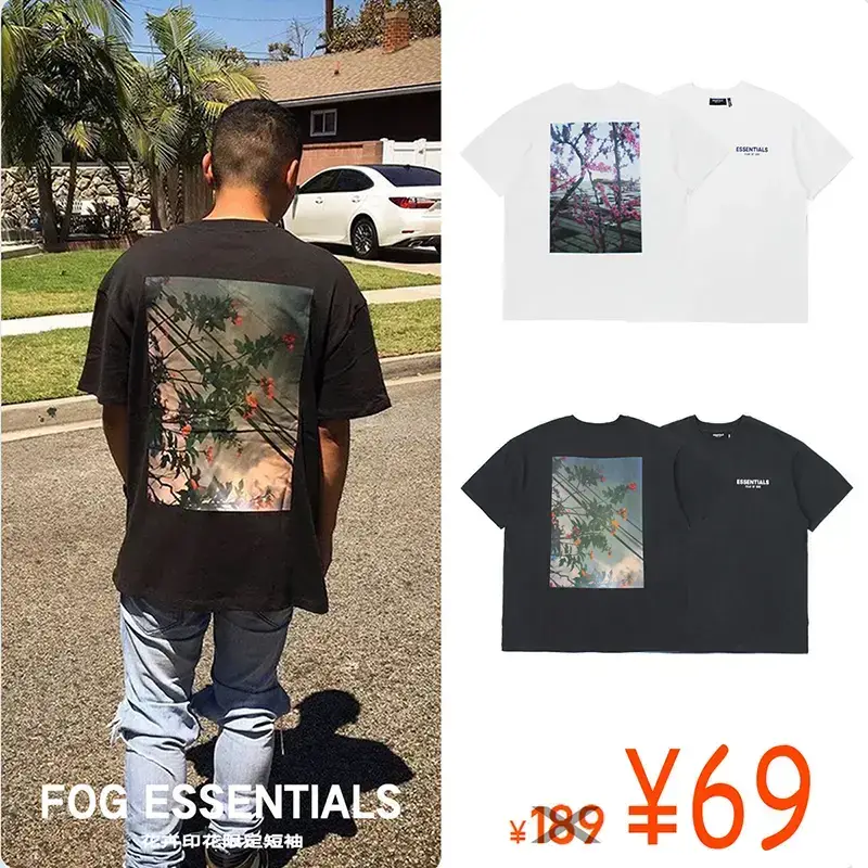 Gman High Street Fog Essentials Season 6 Re-Line Limited Edition Florals Print Short Sleeve Tee Shirt g Check Summer