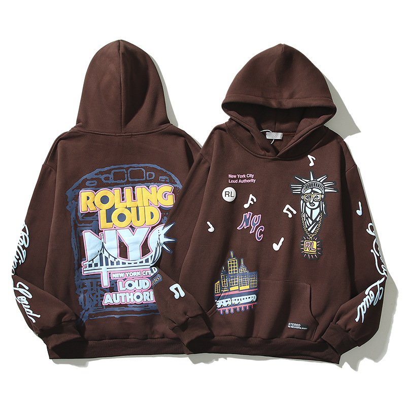 26 Cross-Border American-Style Autumn and Winter Letter-Print Foam Hoodie, Hip-Hop Street Style, Unisex Loose-Fitting Hooded Sweatshirt, Trendy