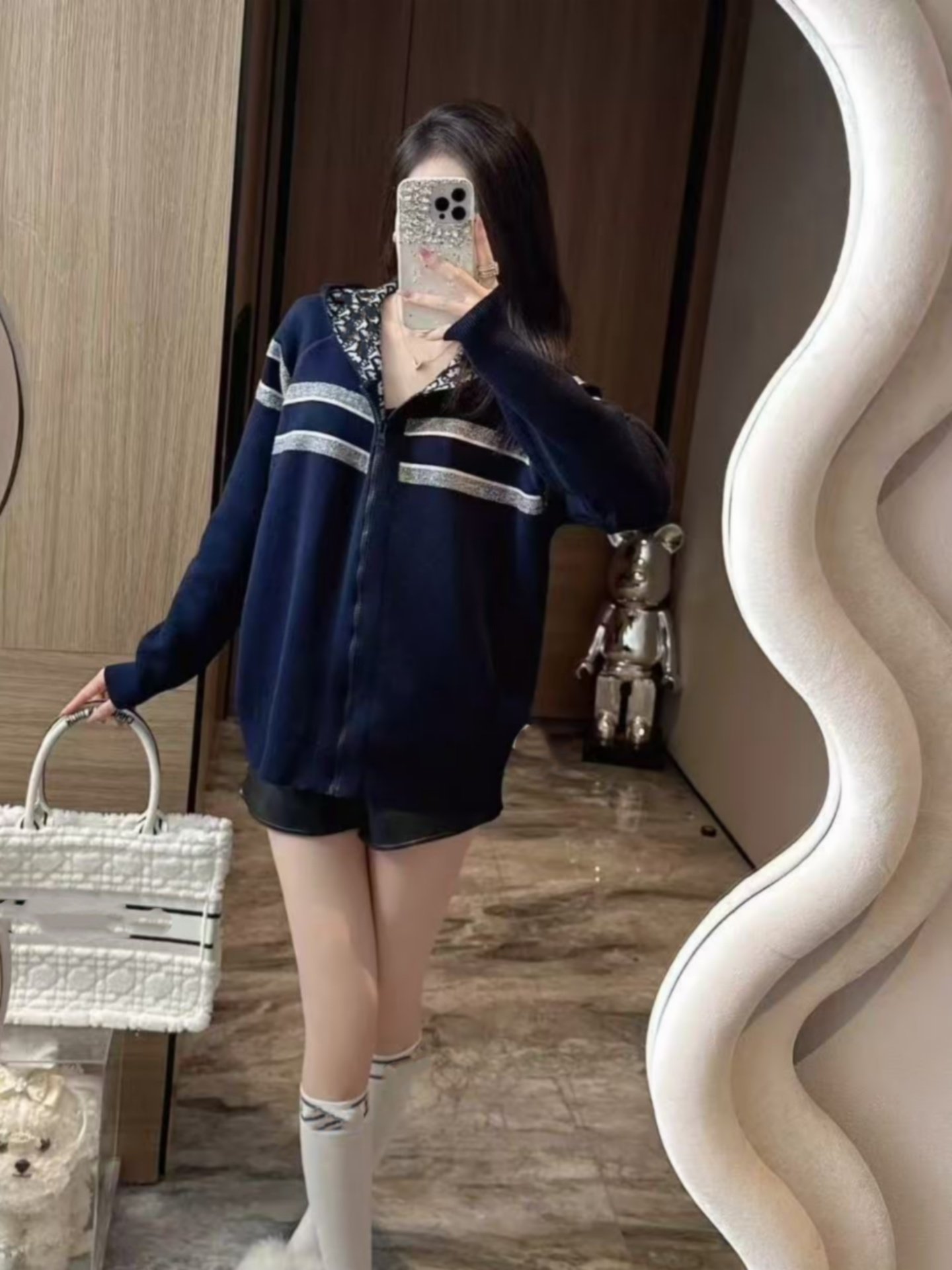ins Non-Market Goods Reversible Cashmere Jacquard Cardigan Zipper Knit Jacket Thickened High Weight Focus on Details QC-foto van TAOBAO op Qualit.ly