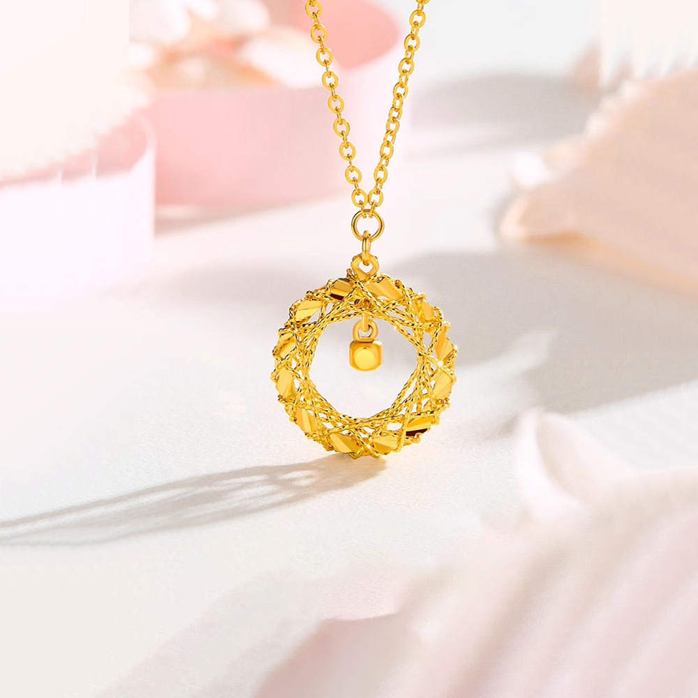 2024 New Style Woven Dream Net Necklace Women's Mobius Ring Square Pendant Light Luxury High-grade All-match Necklace Trend