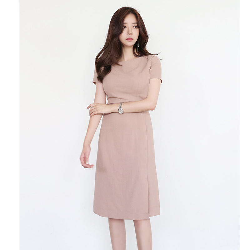 9118 Summer New Arrival Skirt Elegant Slim-fit Short-sleeved Dress Tight Waist A- line Dress for Women
