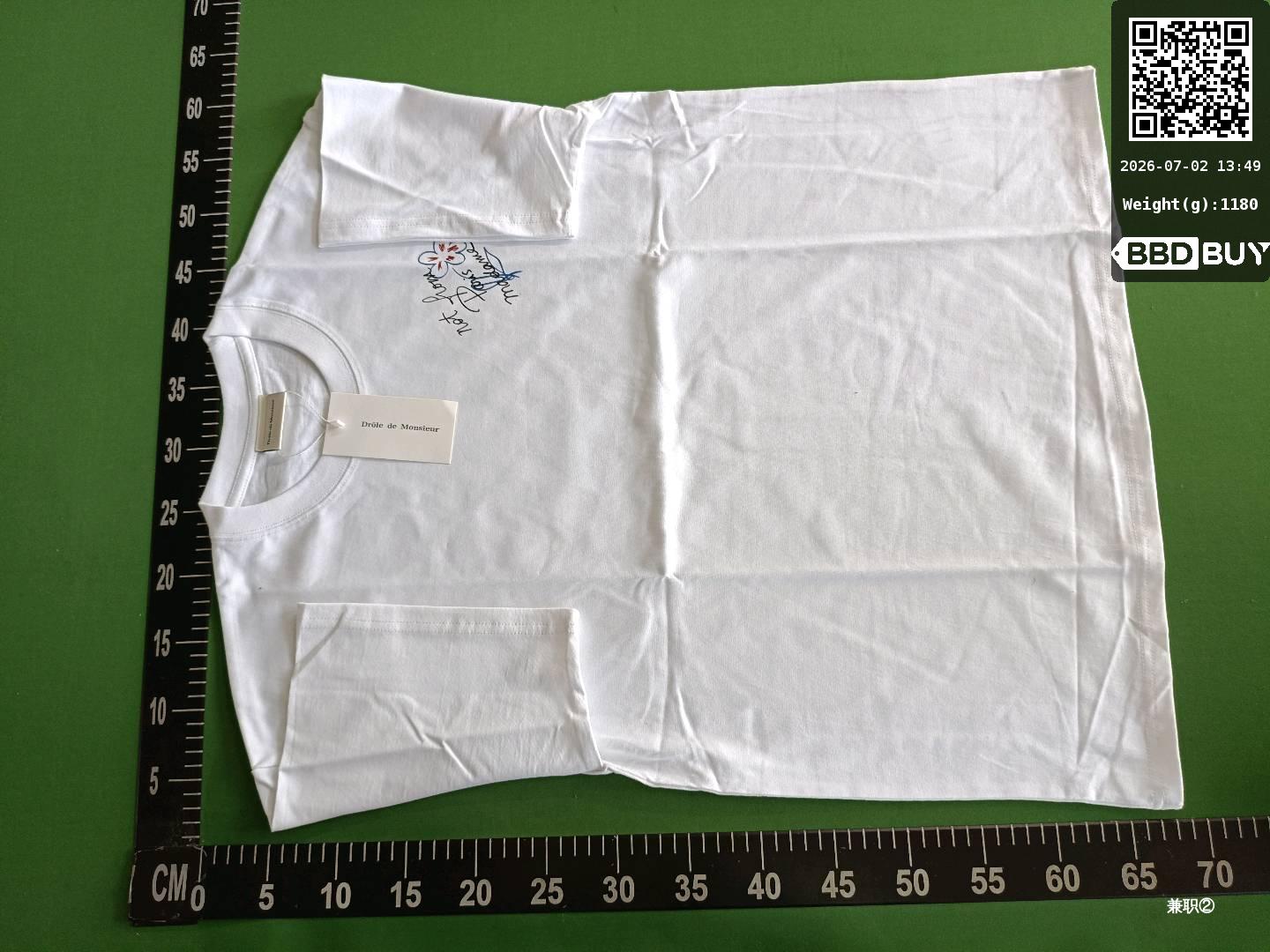 Drole De Monsieur pure cotton short sleeved T-shirt for men's summer niche trend 260g heavyweight cotton T-shirt QC-foto van TAOBAO op Qualit.ly QC