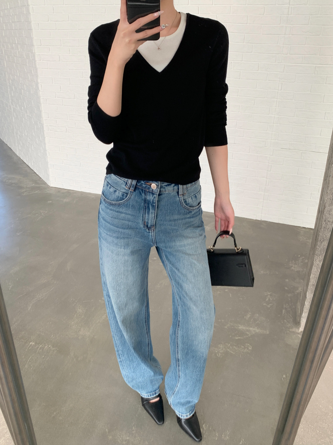 Gagd Narrow-Fit Simple Straight-Leg Jeans for Women, New 26-Style High-Waisted Slimming Retro Blue Slightly Stretchy Denim Pants