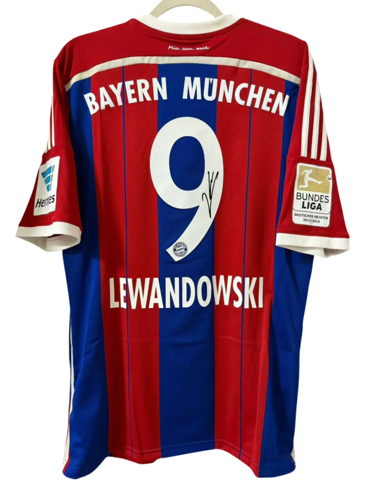 1415 Bayern Fc Lewandowski Autographed Jersey Vintage Football Shirt Soccer Jersey
