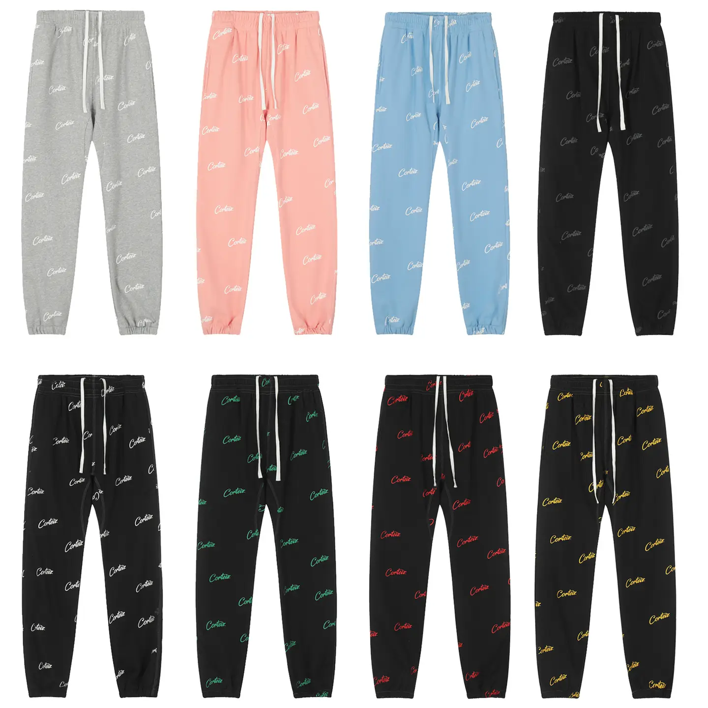 24 Cross-border European and American Fashion Brand Alcatraz Island Full Print Letter Casual Pants Men's and Women's American High Street fleece-lined Sports Pants