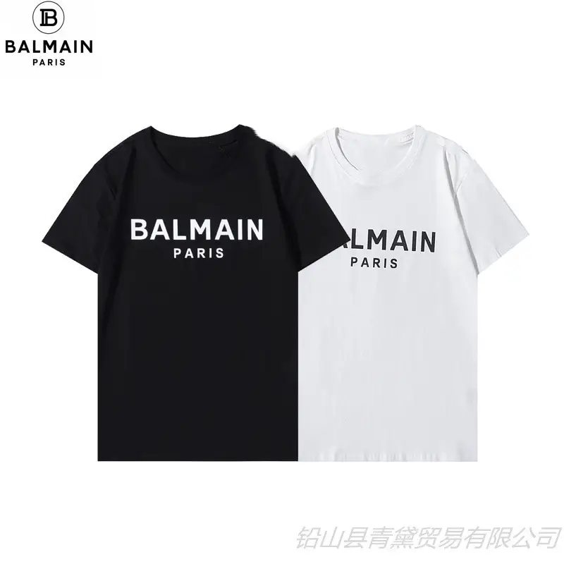 潮牌巴尔曼t恤高品质220g厚实精硫棉balmain字母全棉短袖T恤1