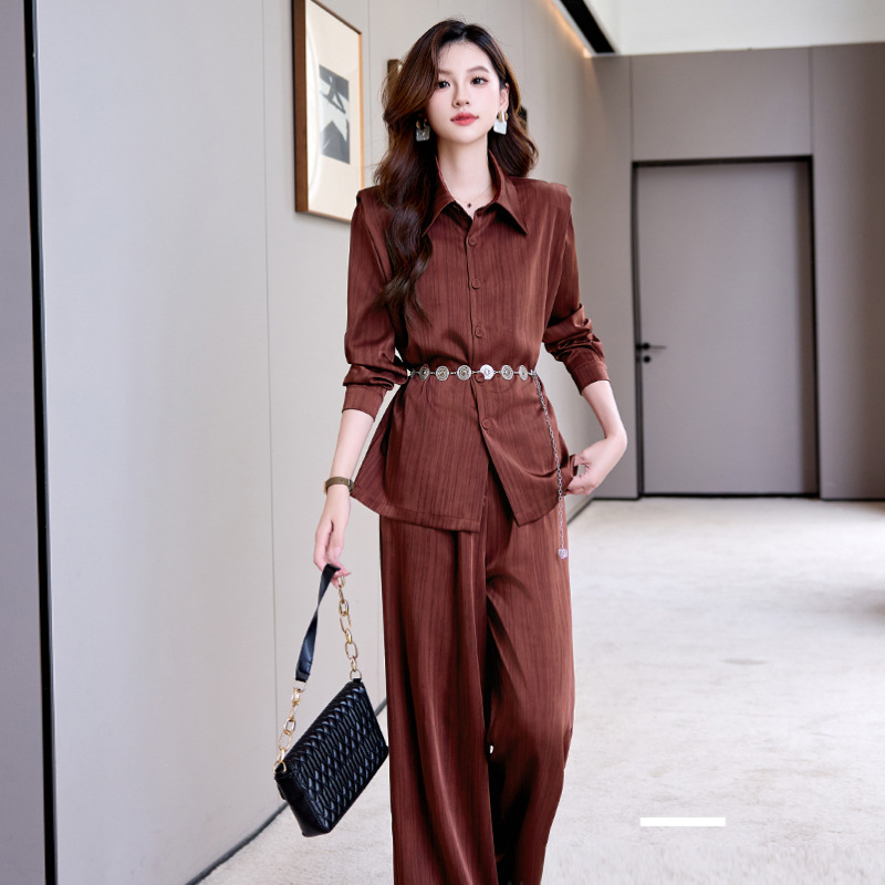 Casual Fashion Suit for Women 2026 Spring and Summer New Style Professional Wear Elegant Waist-Cinching Sleeveless Top and Wide-Leg Pants Two-Piece Set