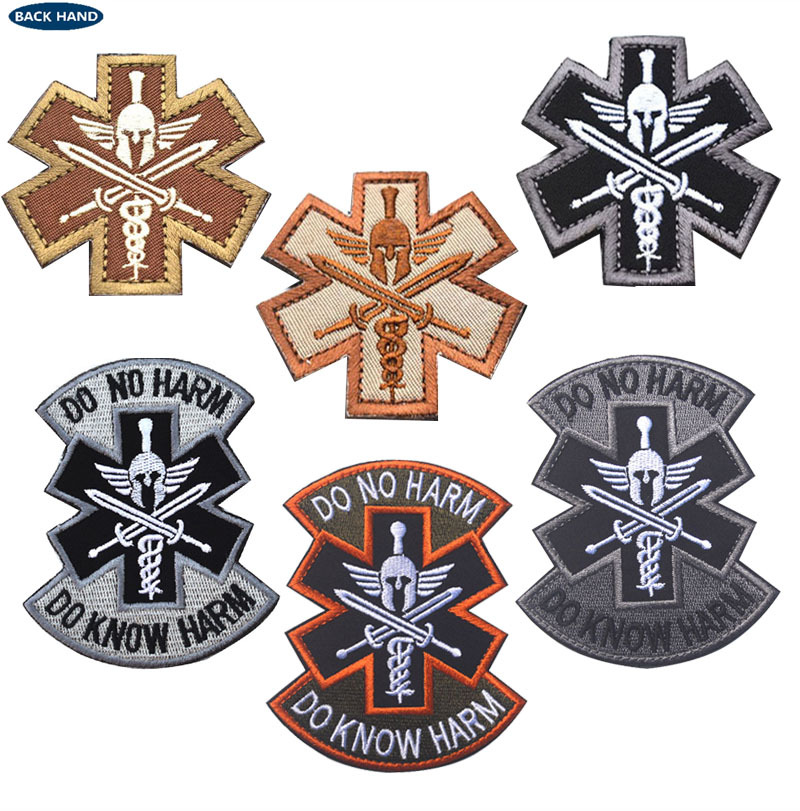 Hikers Morale Patch Spartan Medical Badge Velcro Armband Embroidered Backpack Patch Medal Military