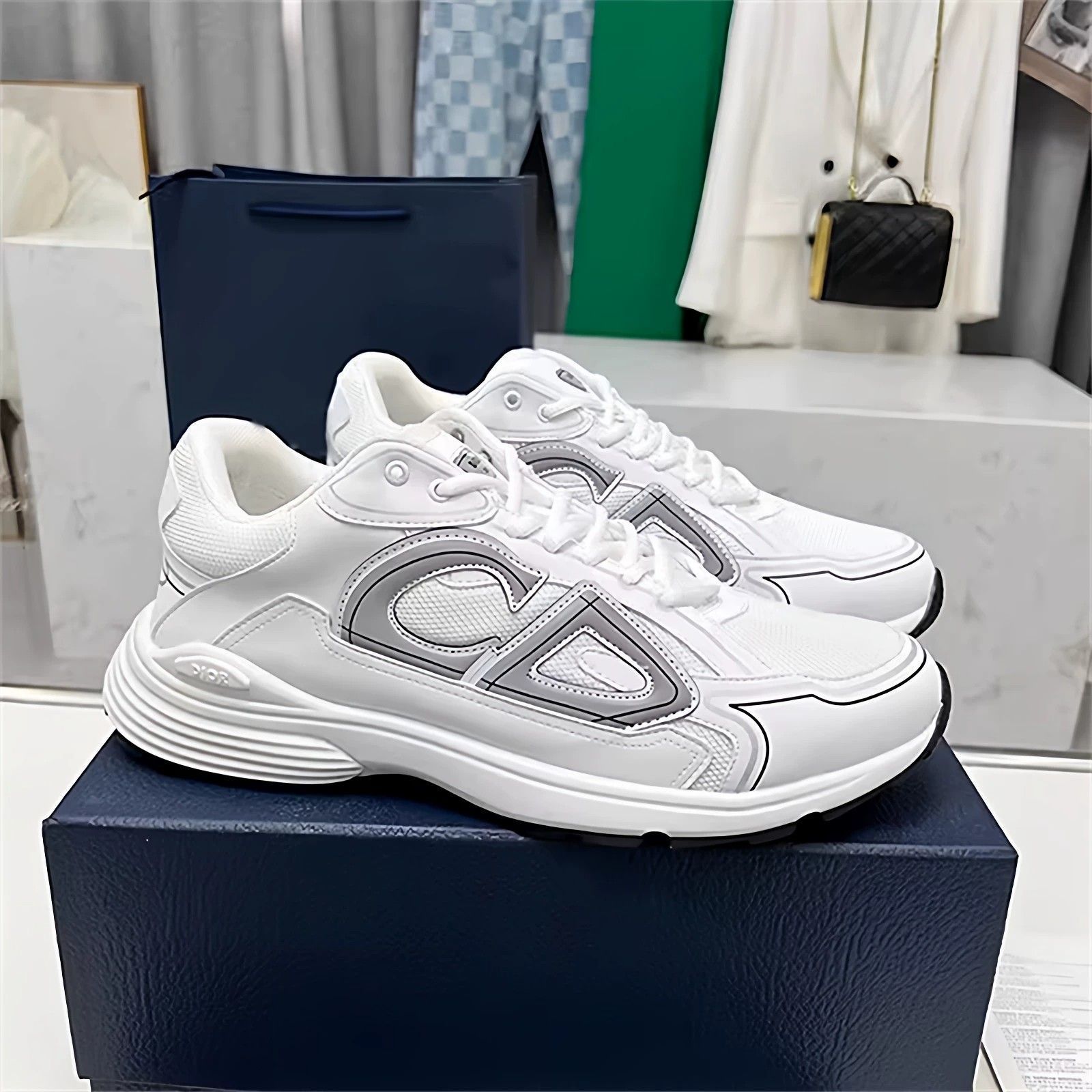Cross-Border Foreign Trade Shoes B30 Men's Sports Shoes with Print, Breathable, Trendy Cd Shoes, Casual Height-Increasing Outdoor Running Dad Shoes Foto QC de 1688 na Qualit.ly