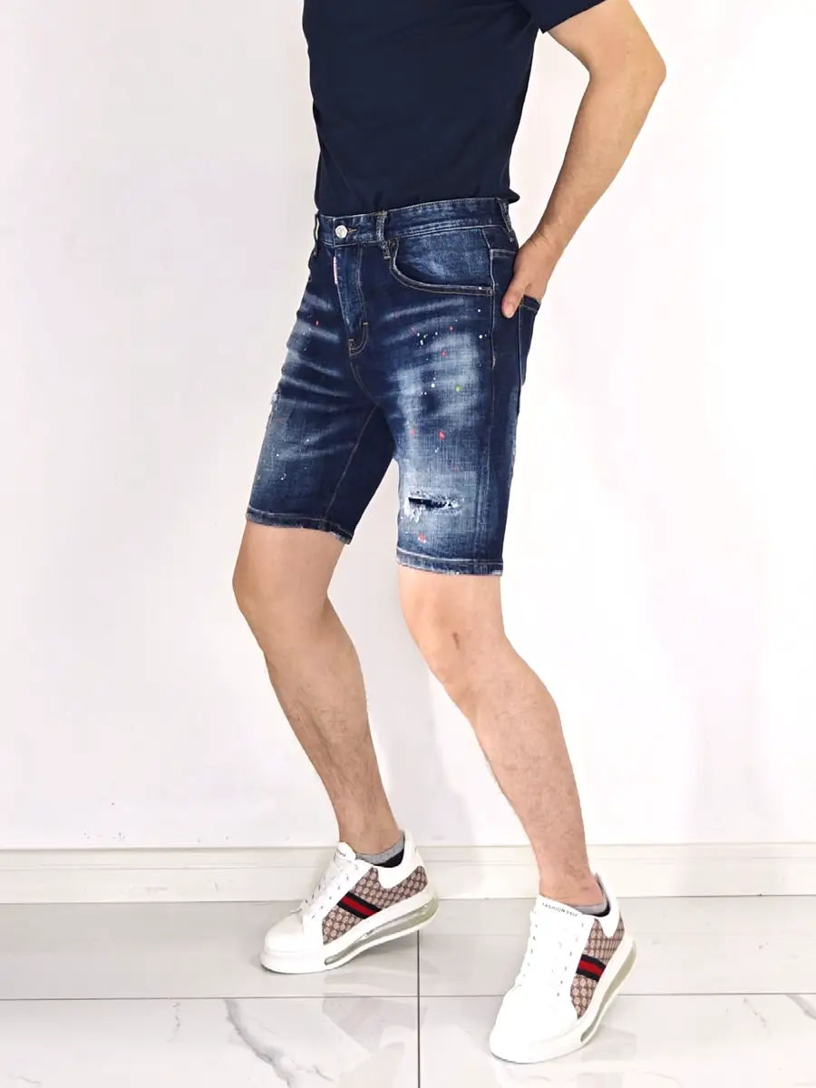 American Style Summer Thin Retro Washed Denim shorts 2024 New arrival Men's Holes Half Length Trendy Summer Outer Wear silm