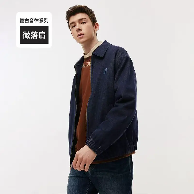 Navigare Italian Small Sailing Ship Retro Loose Lapel jacket Outwear Men Autum New arrival Casual Denim