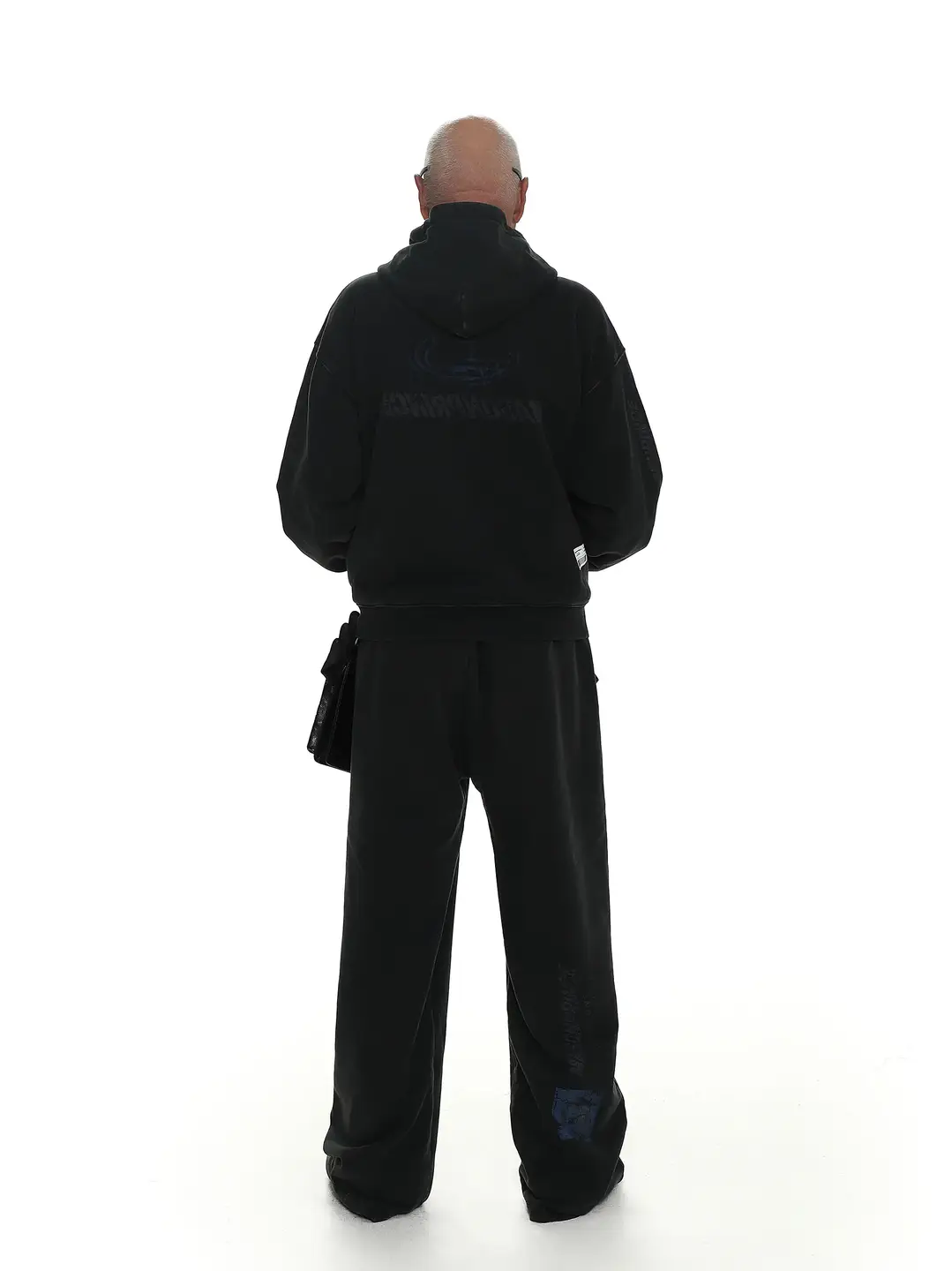 Masonprince Spring and Autumn New Deep Navy Blue Battle Loss Printed Terry Knitted Cardigan Sweatshirt and Sweatpants Set
