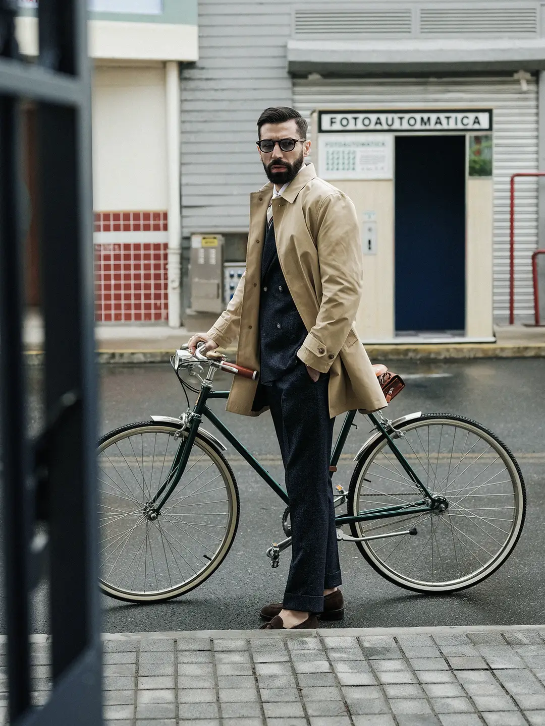 Abbey Road British Style Retro Balmacaan Japanese Fabric Rainproof Oxford Trench Coat Outwear Balmacan