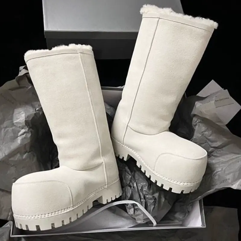 Same style Ba Jia Big Head Ugly Women's Snow Boots 2025 Hot Edition Cashmere Lining Thickened High Top Wool Warm Boots