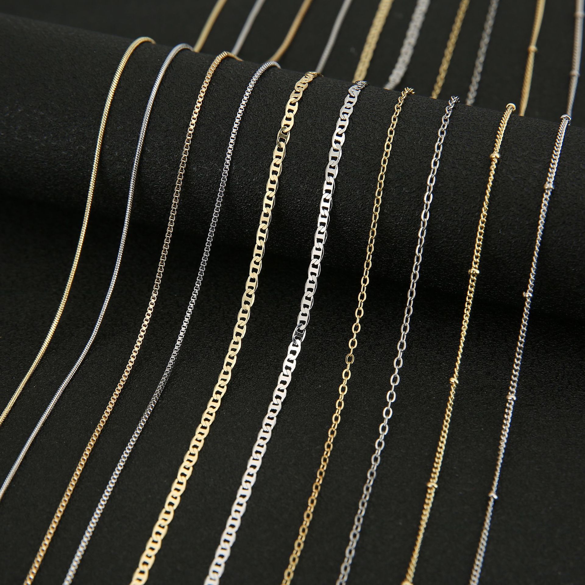 Copper Material Water-Plated Hip-Hop Snake Bone Chain O-Shaped Chain DIY Jewelry Accessories Japanese-Style Chain Clavicle Necklace Wholesale