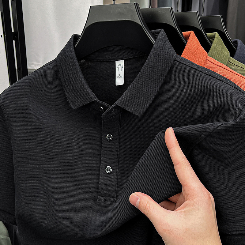 Cotton Knit Short-Sleeve Polo Shirt from the Source Factory, Old Money Style Texture, Summer Turn-Down Collar, High-End Feel, Double-Button Work Shirt