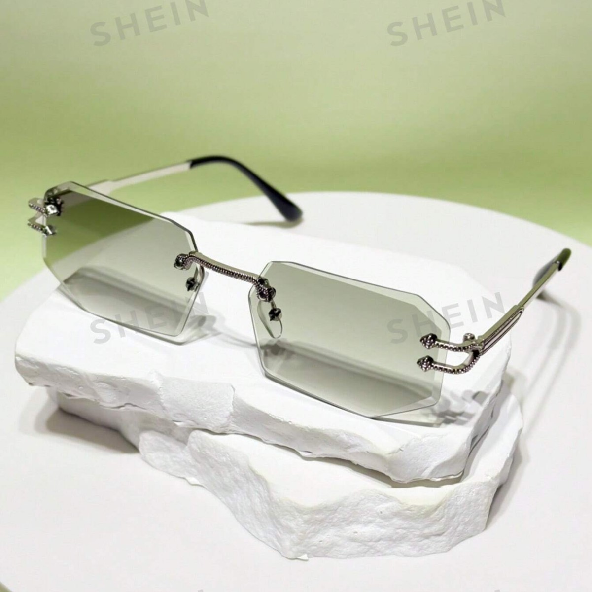 Cross-Border Snake-Shaped Metal Personalized Cut-Edge Sunglasses Xiyin's Popular Fashion Rimless Glasses Cross-Border Street Photography Trendy Sunglasses