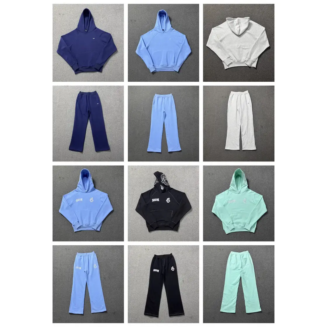 6Pm Drill Embroidered Letters Hip-Hop Fleece-Lined Pullover Hooded Sweatshirt Long Sweatpants Men's Trendy Sports Suit Jacket
