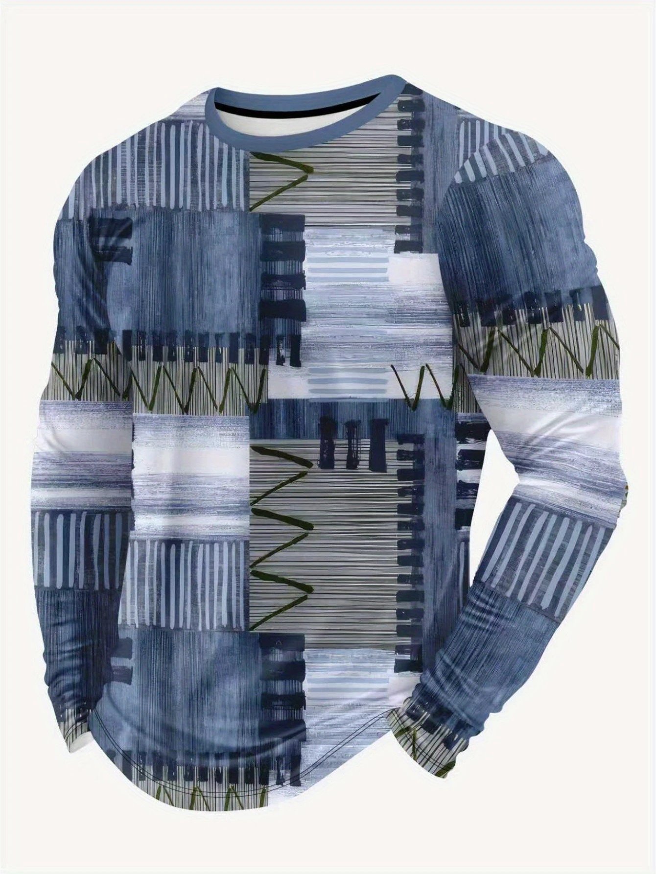 Border Europe And America 3D Print Crewneck Long