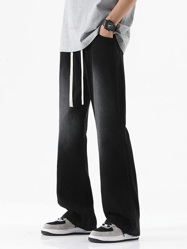 Mingge | 2025 spring new micro-horn jeans men's American high street fashion brand retro elastic waist long pants
