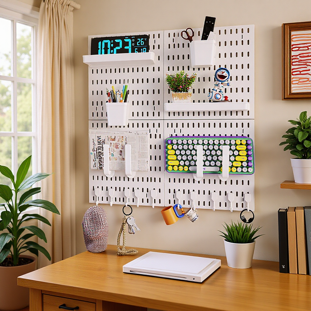 Perforated Board Wall Storage Display Rack Without Punching Wall Hooks Hanging Basket Study Bedroom Decoration Perforated Board Wholesale