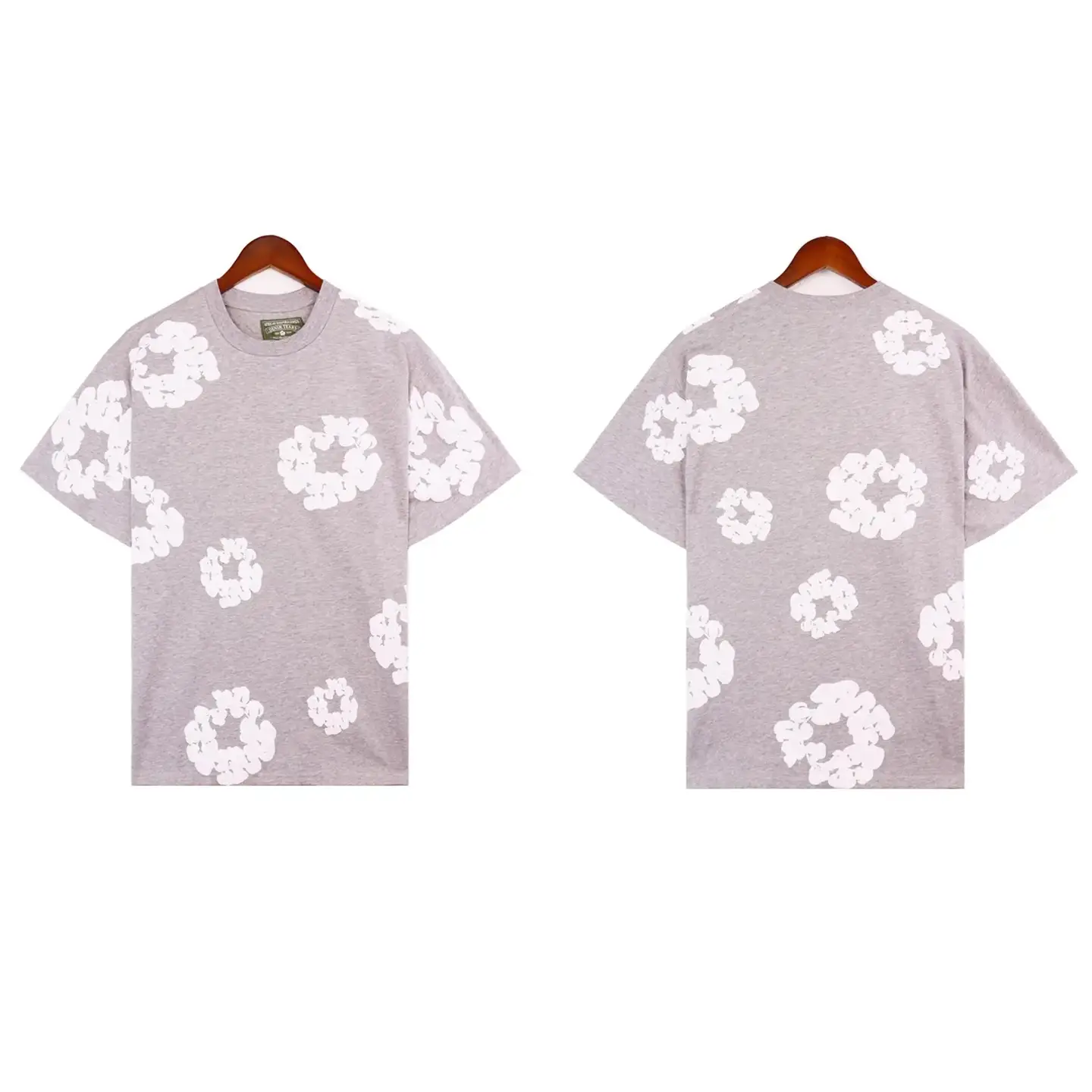 Grey T-shirt with white floral print