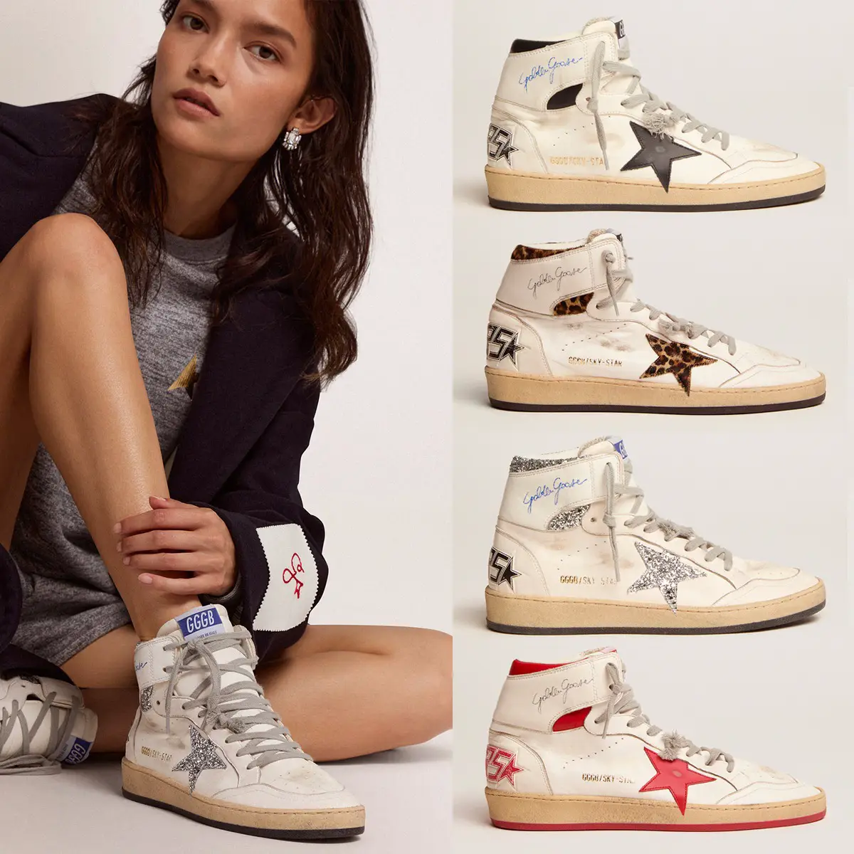 2025 spring models do old retro dirty shoes women's internal high sequins glitter silver stars dirty dirty shoes casual high-top shoes