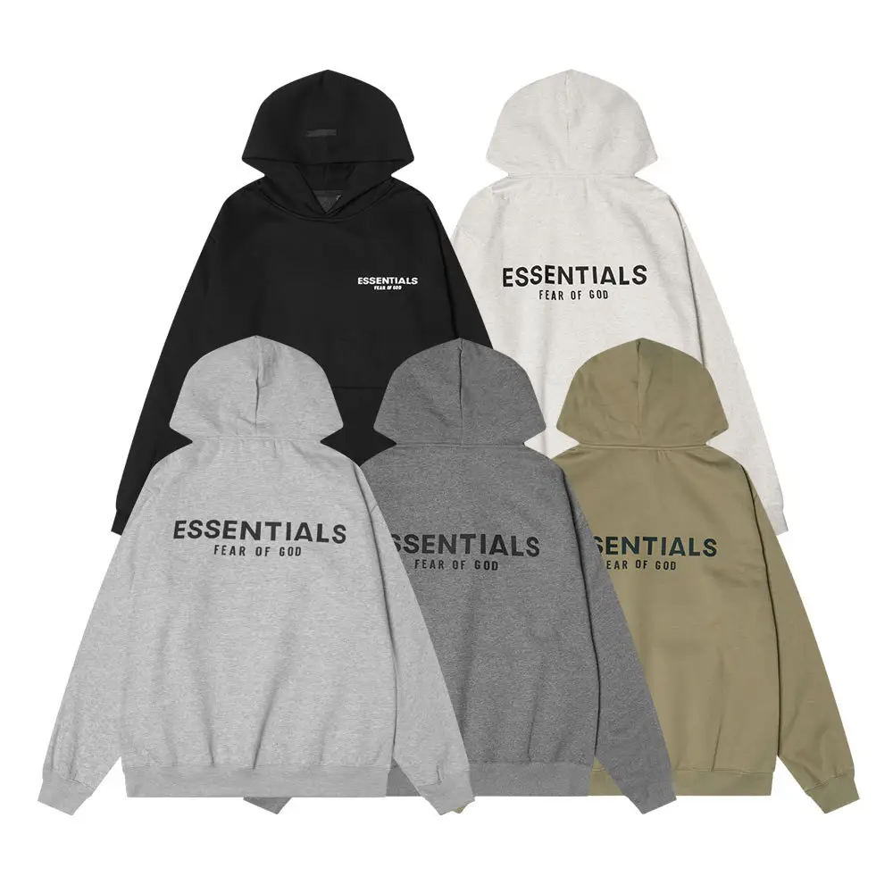 跨境秋冬卫衣oversize情侣棉连帽衫ESSENTIALS加绒男女同款可配套