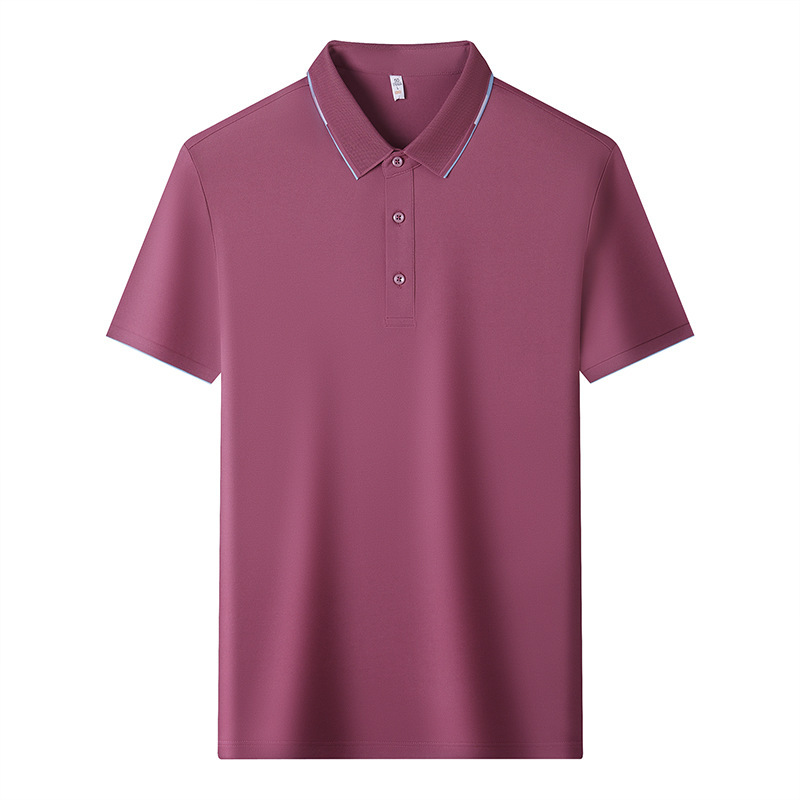 2024 New Summer Series Mulberry Silk Lapel Short-Sleeved Polo Shirt Pure Color Business Casual