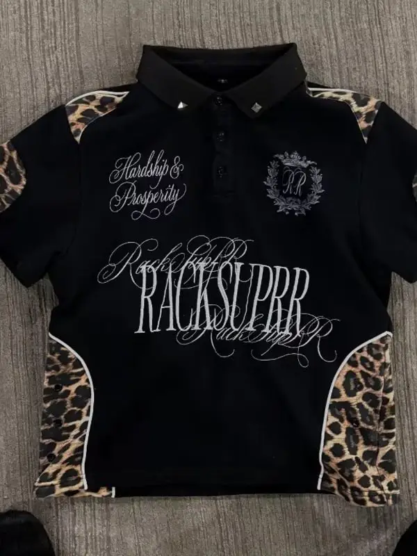 Collared Letter-Style Short-Sleeved Relaxed T-Shirt