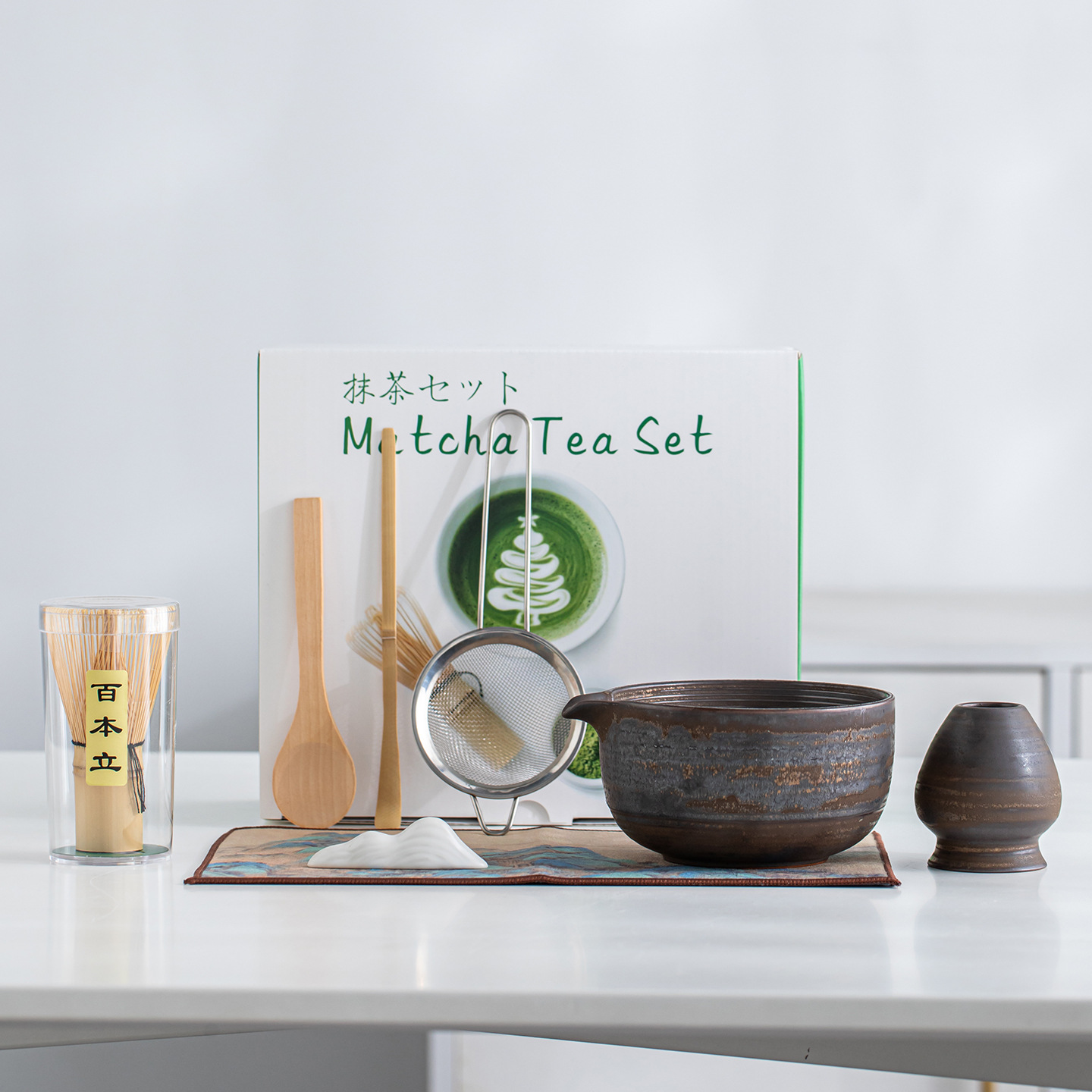 Iron-Glazed Gold-Plated Matcha Bowl, Ceramic Tea Whisk Stand, Matcha Tea Set, Amazon Cross-Border Exclusive Tool Set