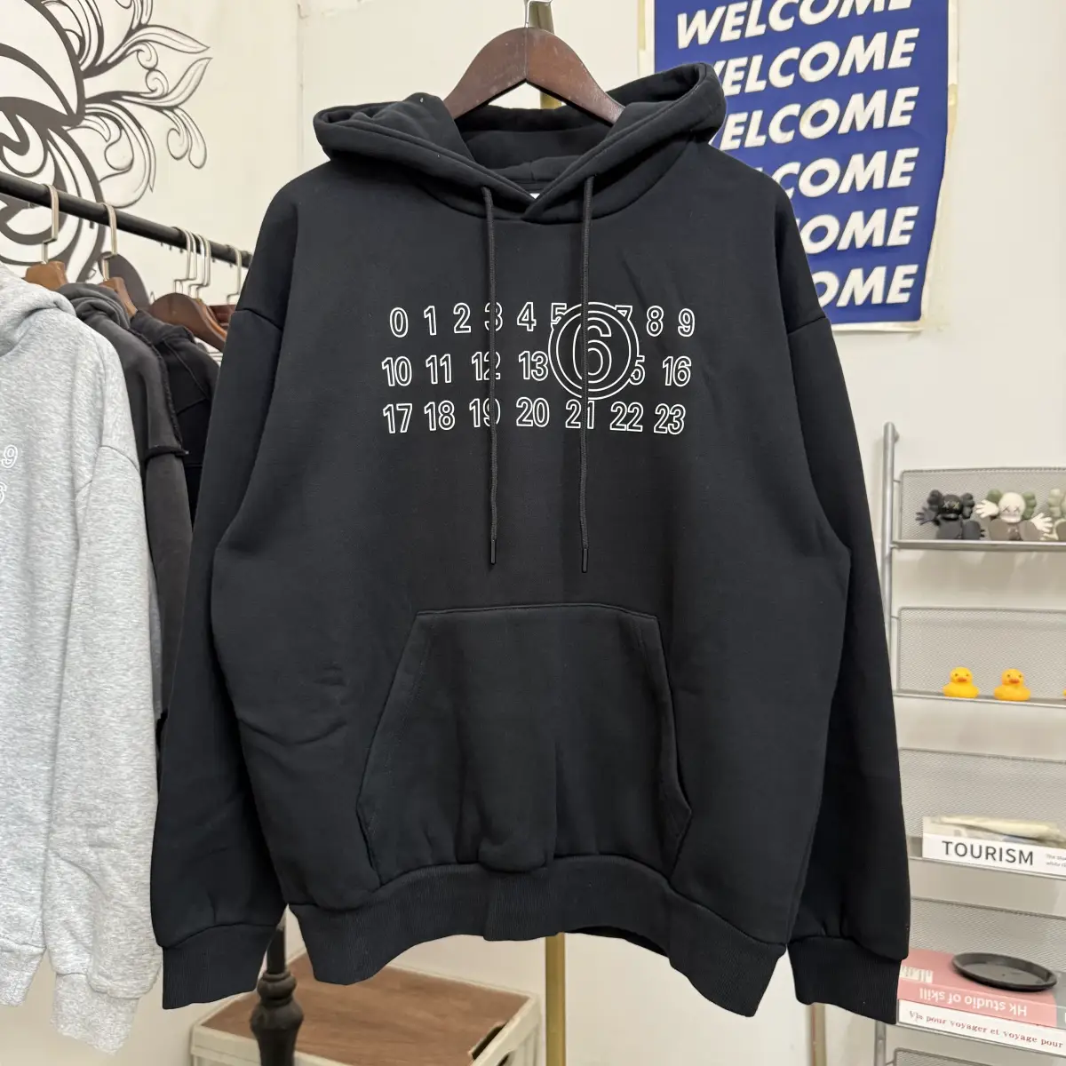 European and American Trendy Brand Mjl Digital Embossed Logo American High Street Style Unisex Casual Loose Fleece-Lined Hooded Sweatshirt Trendy