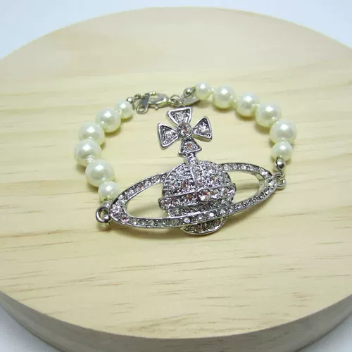 Silver Full Diamond Large Saturn Single-Layer Pearl Bracelet C8006 Foto QC de TAOBAO na Qualit.ly