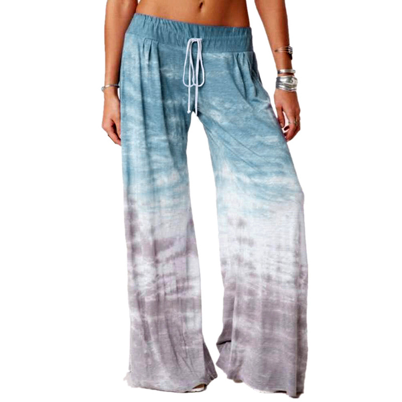 Amazon Ebay Cross-Border European and American Clothing 2024 Women's New Pants Gradient Color Printed Yoga Wide-Leg Pants