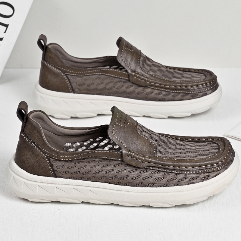Casual Shoes for Men 2026 New Summer Hollow Breathable Mesh Shoes for Middle-Aged and Elderly Men, Lightweight Soft-Soled Dad Shoes