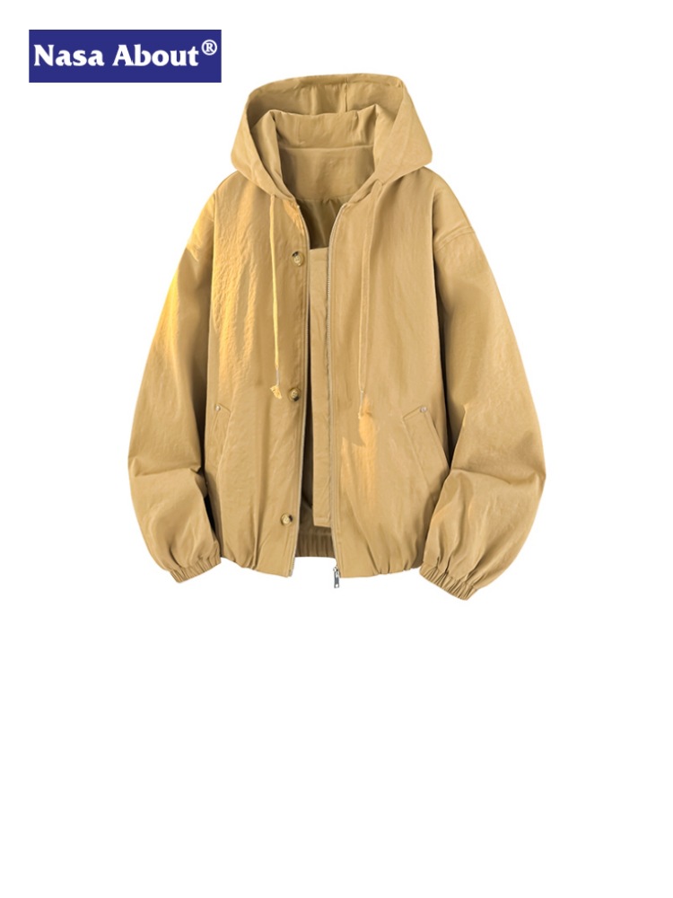 Nasa about Men's Workwear Hooded Jacket Men's Spring and Autumn 2026 New Fashion Brand Men's Windbreaker