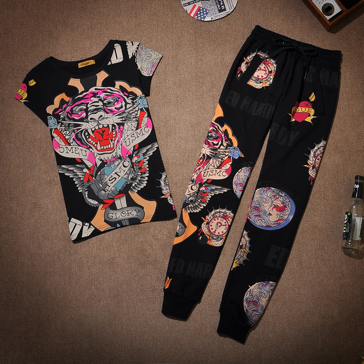 Cross-Border Tiger Women's Fitness Casual Pants Set New Women's Casual Set Trendy Printed Sports Set