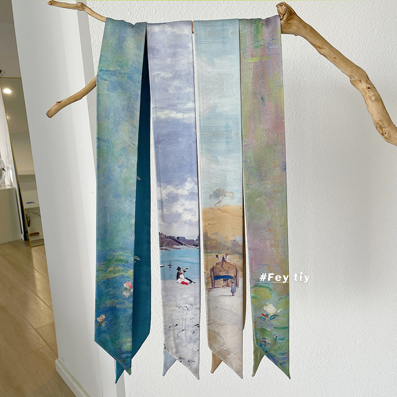 Silk Scarf Hair Band Women's Tie Hair Internet Popular 2024 New Summer Thin French Style Super Fairy Head Rope Ribbon Headwear