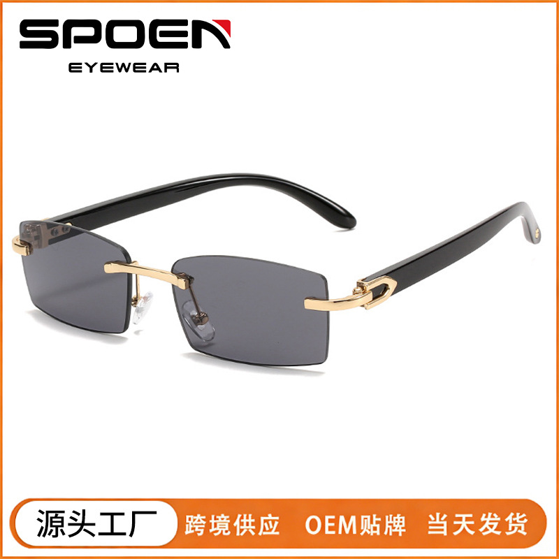 Retro Frameless High-End Sunglasses, Outdoor Driving Sunshade Sunglasses, Versatile Fashionable Anti-Uv Sunglasses