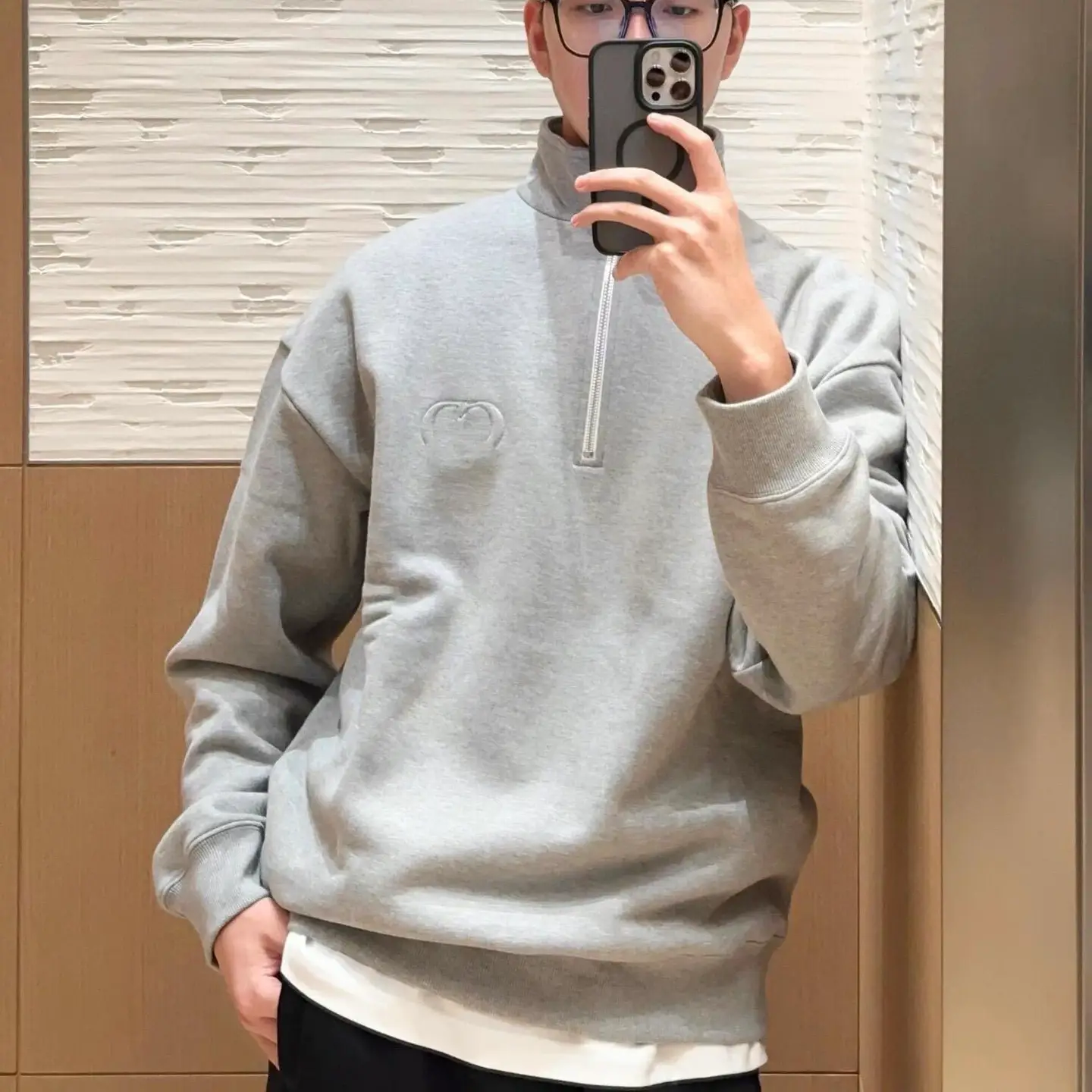 2025 Early Autumn New Original Label Di Home Embroidered Cd Logo Light Gray Soft Stand Collar Sweatshirt and Pants Set for Men and Women