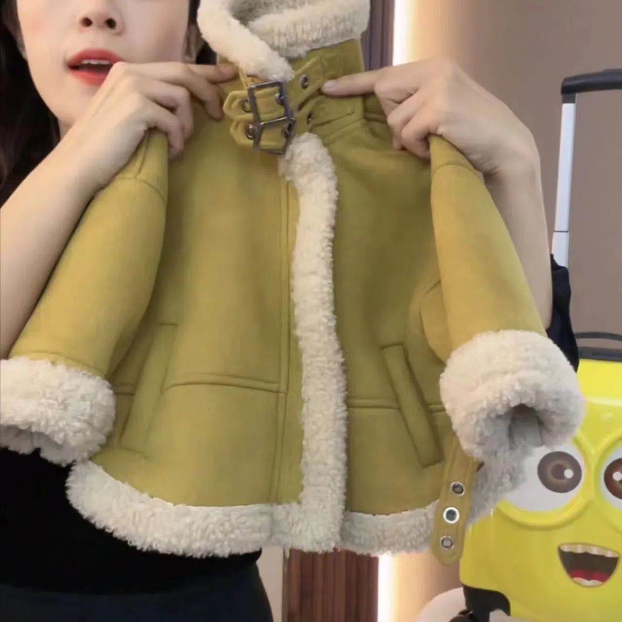 Boys and Girls Autumn and Winter Jackets, Stylish Children's Trendy Korean-Style Faux Fur Biker Jacket