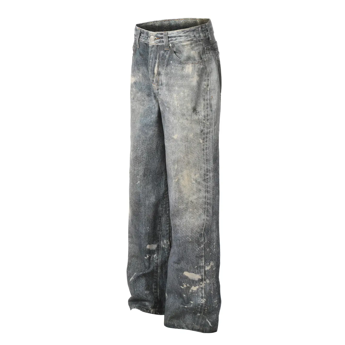 G6456 Retro 2024 Trendy Men's Street Heavy Industry Spray Paint Old Design High Men's and Women's Denim Trousers