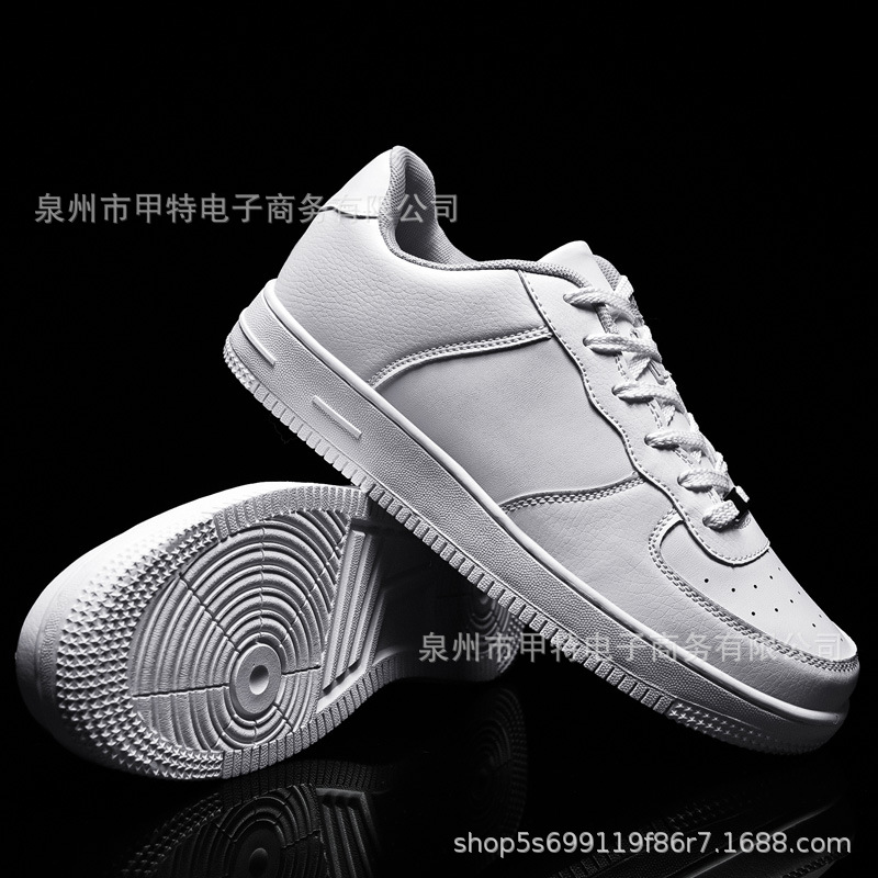 Cross-border Microfiber leather large size casual shoes Korean lace-up shoes foreign trade Air Force men's shoes lovers shoes White shoes No.1
