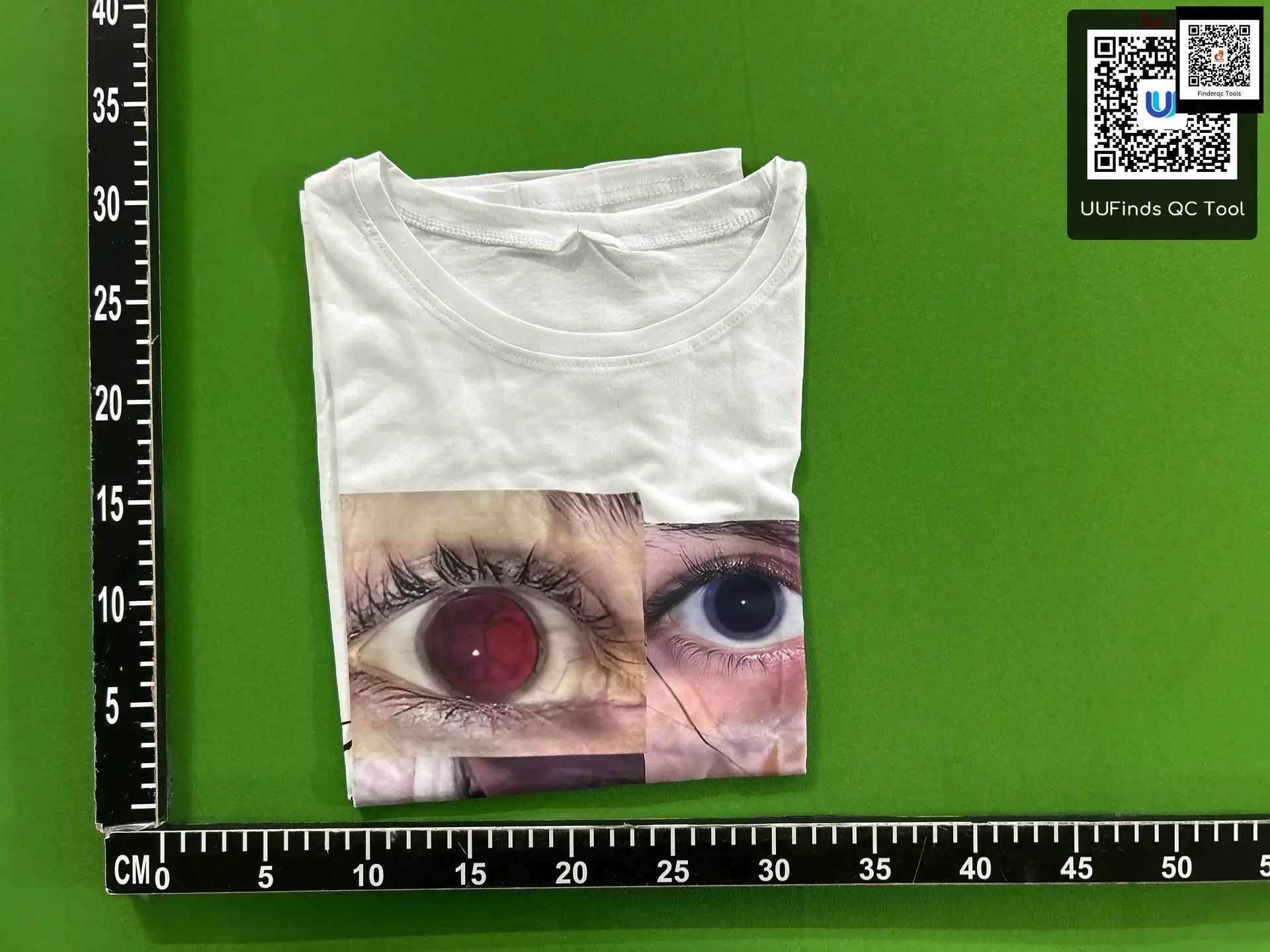 White Cotton T-Shirt with Eye Print