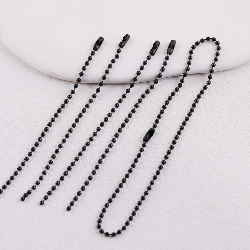 Black Bead Chain, Tag Chain, 2.4mm Black Wave Bead Chain, Iron Chain, Anti-Theft Chain, Jewelry Chain, Black Gold