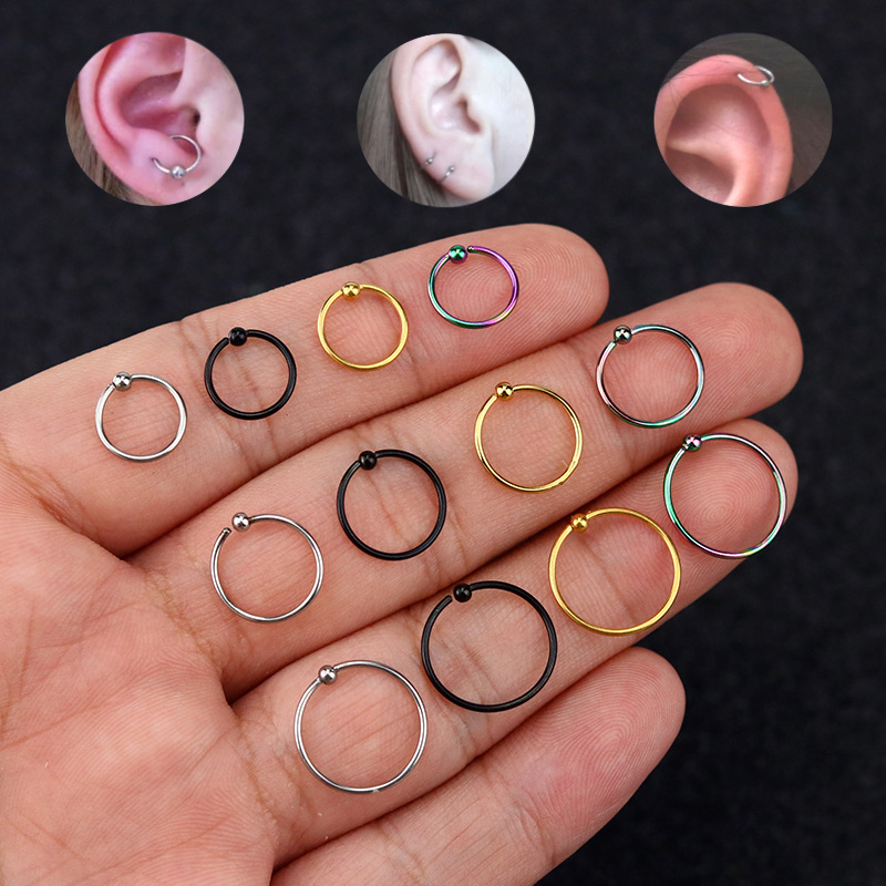 Europe and the United States hot selling simple personality all-match fashion temperament small titanium steel clip ball element ring nose ring lip ring puncture jewelry